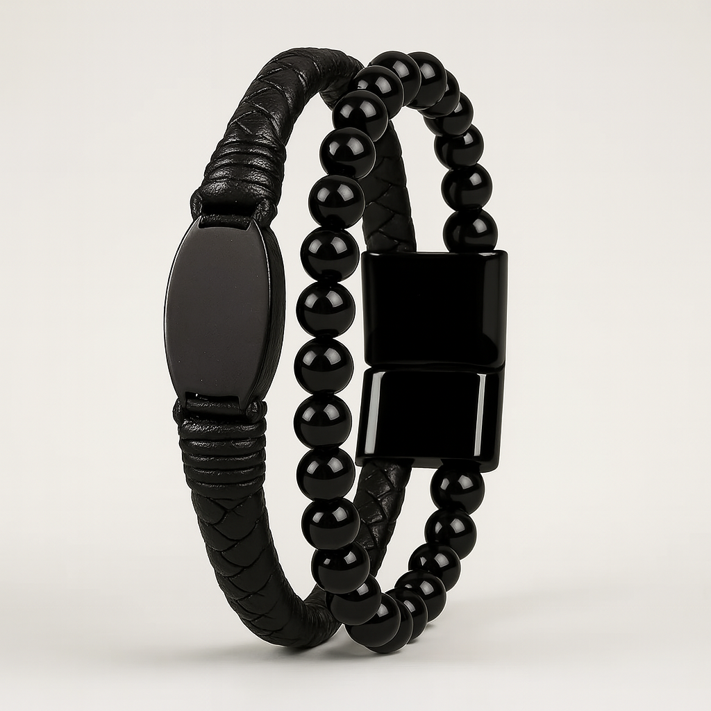 Memopulso – Bracelet connecté en coco et cuir tressé – Image 3