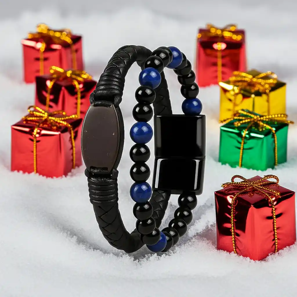 Memopulso – Bracelet connecté en coco et cuir tressé – Image 2