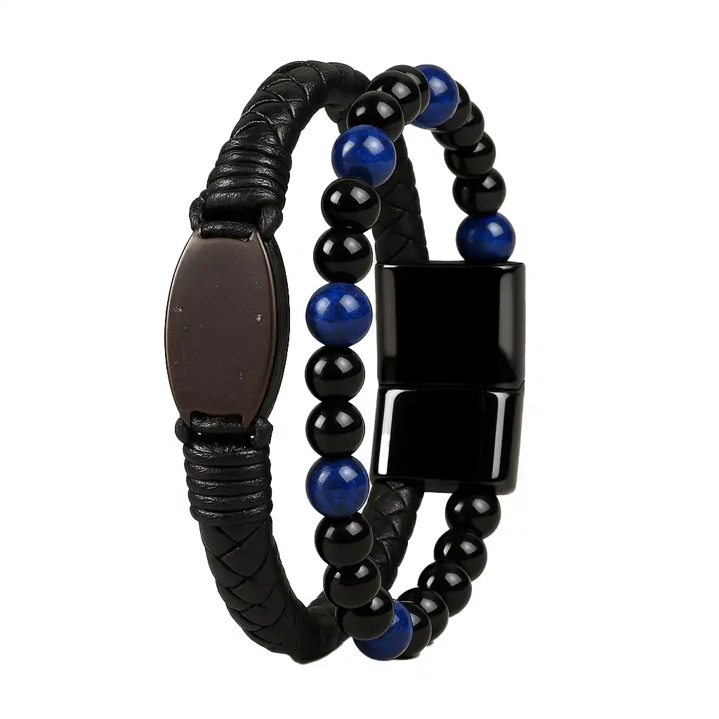 Memopulso – Bracelet connecté en coco et cuir tressé