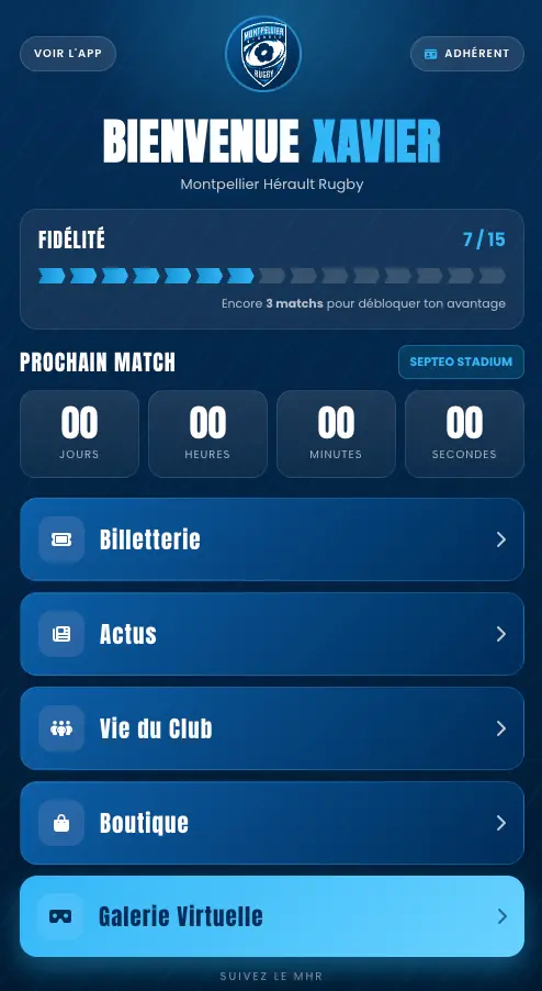 Interface adhérent mobile Flashbacks