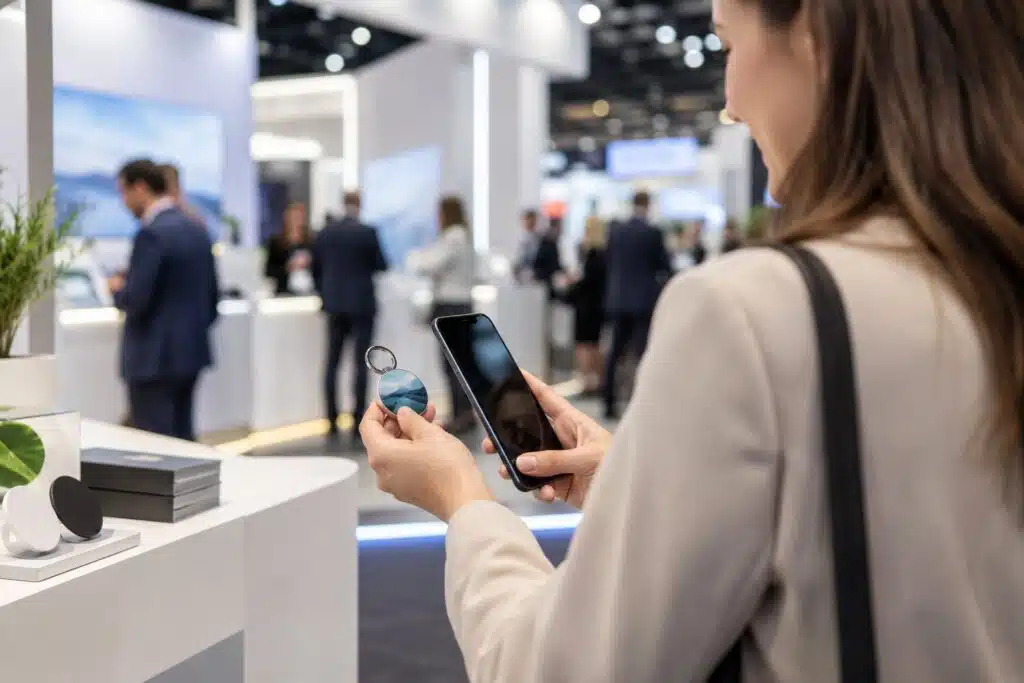 Goodies de salon professionnel avec expérience NFC sur smartphone